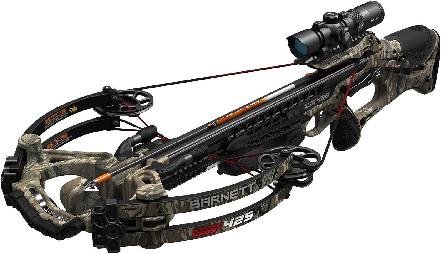 Barnett HyperGhost 425 Crossbow in Mossy Oak Treestand Camo, Shoots 425 Feet Per Second and Includes Premium Illuminated 1.5 5x32 Scope